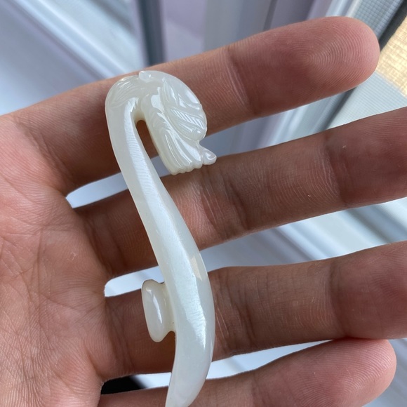 Hetian nephrite jade mutton fat dragon head buckle - Picture 16 of 16